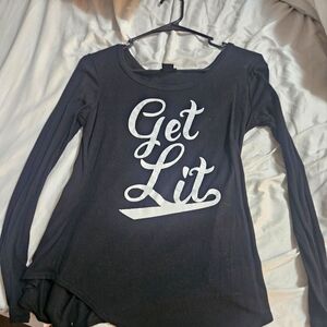 Ladies Black long sleeve size medium Rue 21 "Get Lit" t shirt